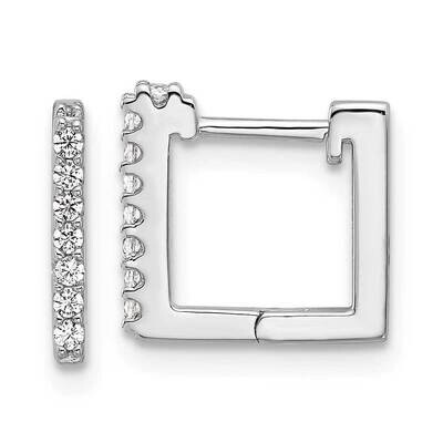 Cheryl M Brilliant-Cut CZ Square Hinged Post Hoop Earrings Sterling Silver Rhodium-Plated QCM1579, …