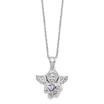 Rh-Pltd CZ June Birthstone Angel Ash Holder 18 Inch Necklace Sterling Silver QC9753JUN-18, MPN: QC9…