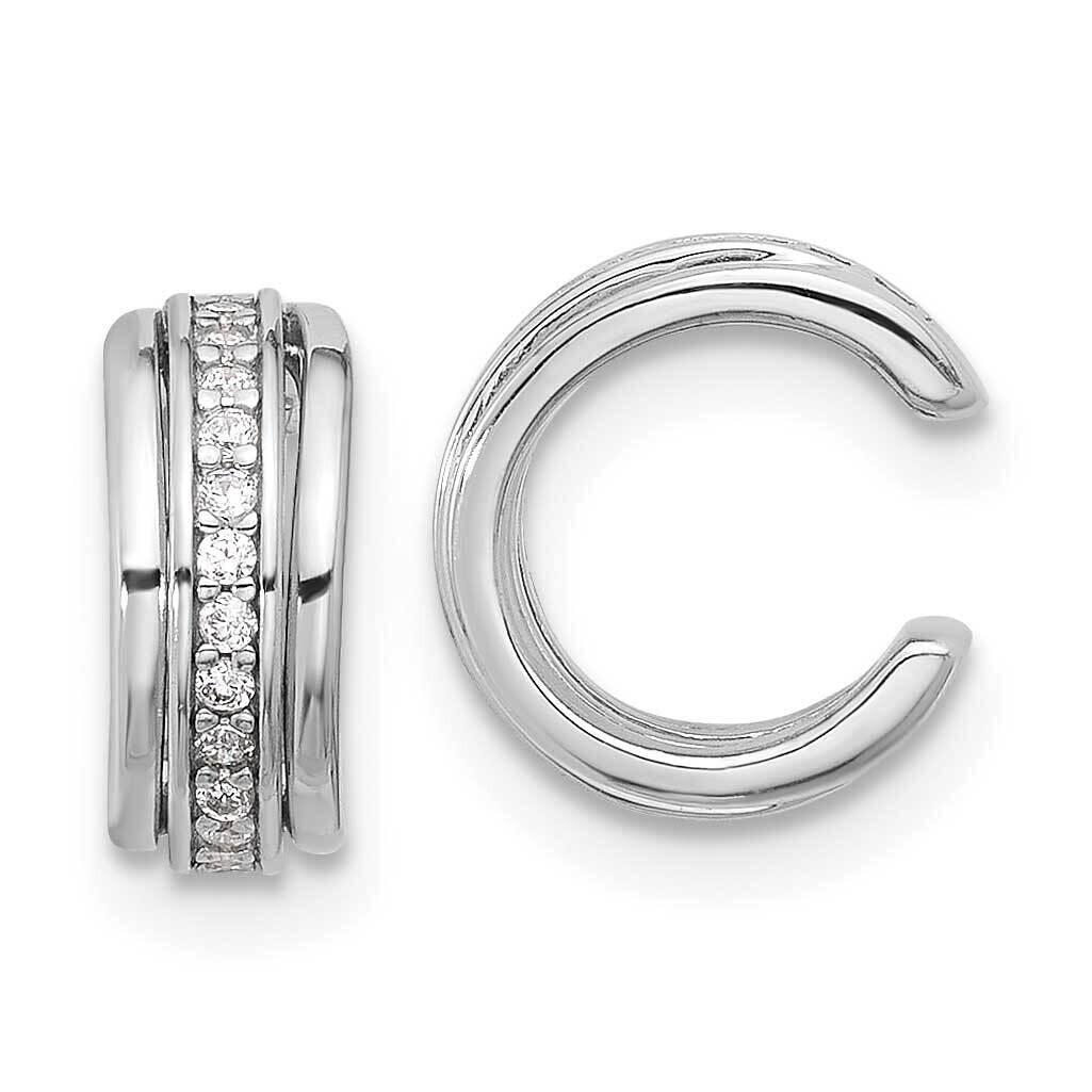 Polished CZ Pair Of 2 Cuff Earrings Sterling Silver Rhodium-Plated QE17096, MPN: QE17096,