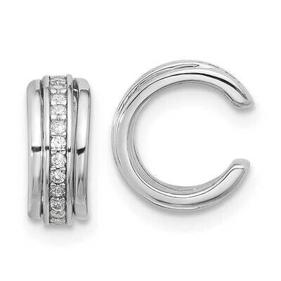 Polished CZ Pair Of 2 Cuff Earrings Sterling Silver Rhodium-Plated QE17096, MPN: QE17096,