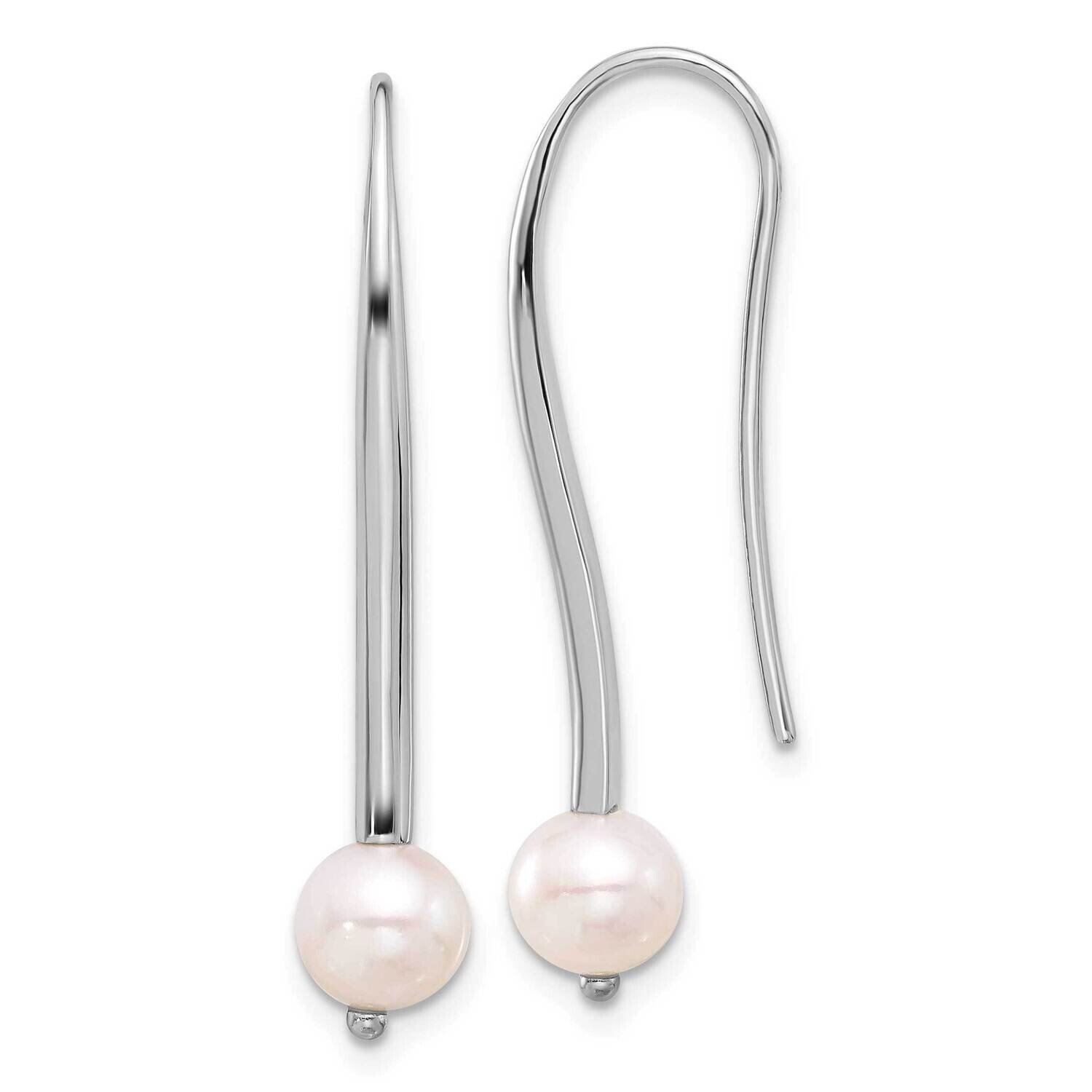 Polished 6-7mm Fwc Pearl Dangle Earrings Sterling Silver Rhodium-Plated QE17255