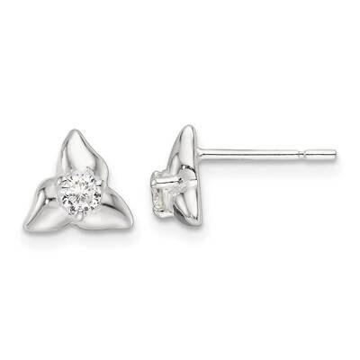 Triangular CZ Post Earrings Sterling Silver Polished QE17128, MPN: QE17128,