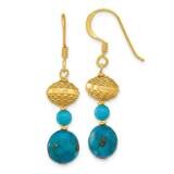 Gold-Plated Recon Zircon Turquoise Dangle Earrings Sterling Silver QE16706, MPN: QE16706,