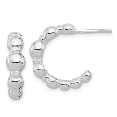 Graduated Bead Post C-Hoop Post Earrings Sterling Silver Polished QE17000, MPN: QE17000,