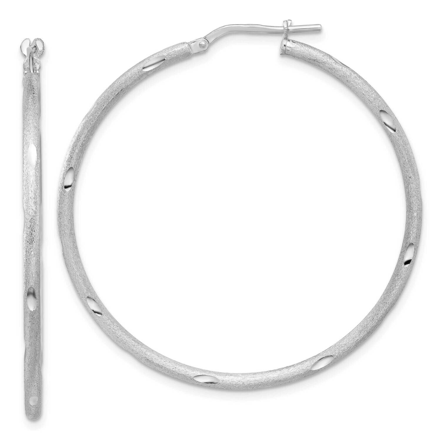 Satin Polished Diamond-Cut Hoop Earrings Sterling Silver Rhodium-Plated QE16804, MPN: QE16804,