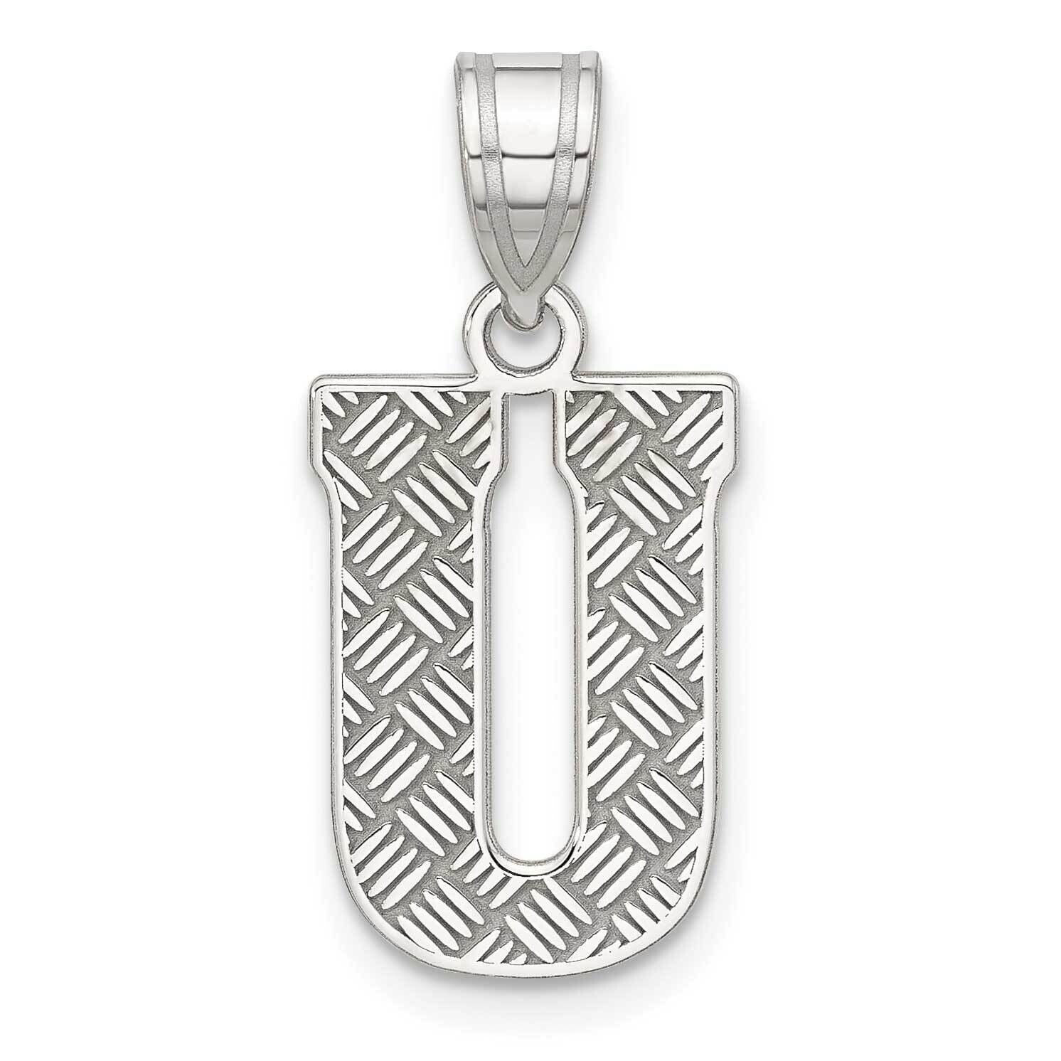 Letter U Initial Pendant Sterling Silver Rhodium-Plated QC2762U, MPN: QC2762U,