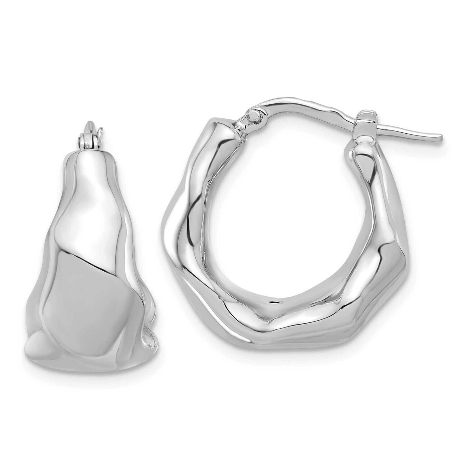 Polished Tapered Round Hoop Earrings Sterling Silver Rhodium-Plated QE16894, MPN: QE16894,