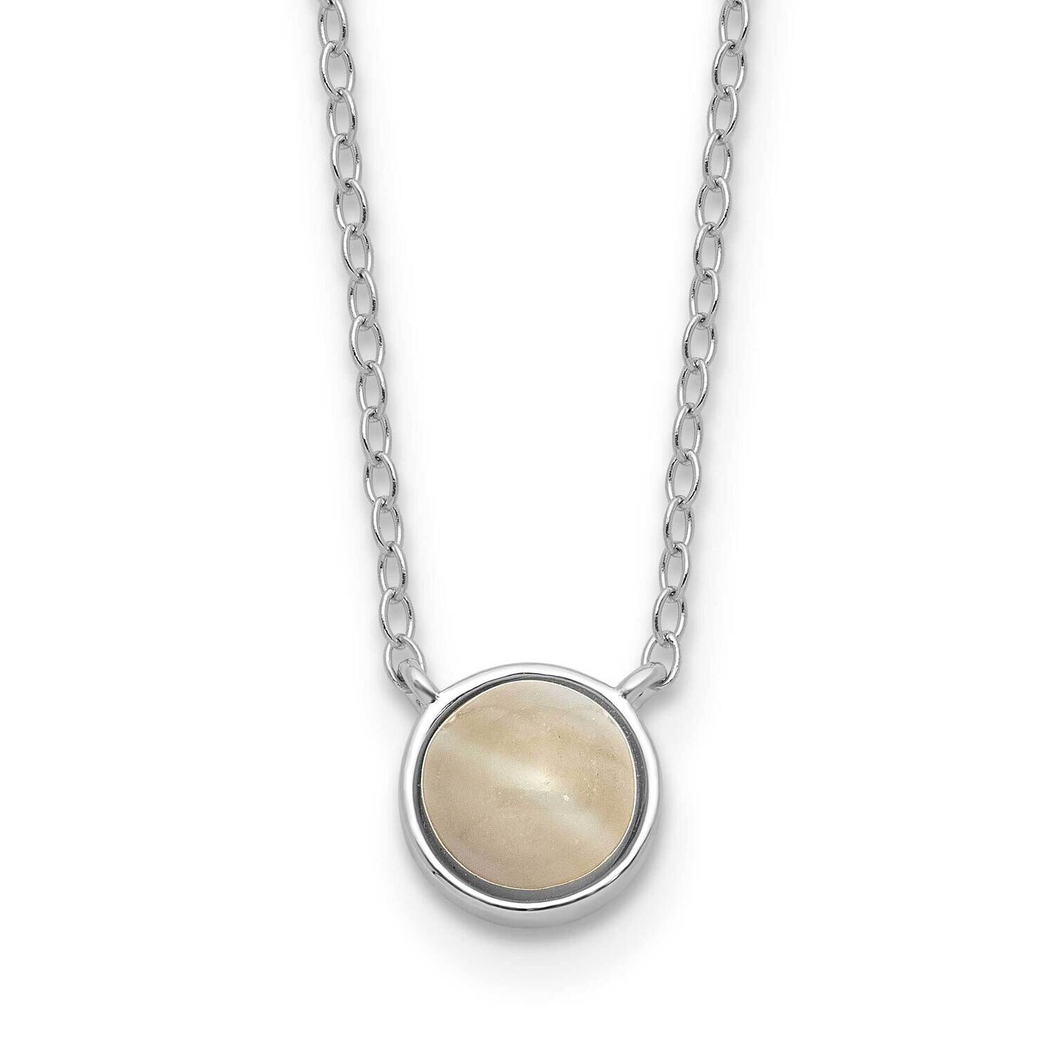 Cheryl M Cabochon Mother Of Pearl 18 Inch Necklace Sterling Silver Rhodium-Plated QCM1645-18, MPN: …