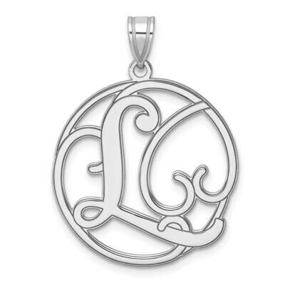 Large Fancy Script Letter L Initial Pendant Sterling Silver Rhodium-Plated QC11258L, MPN: QC11258L,
