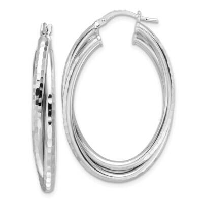 Polished Diamond-Cut Hoop Earrings Sterling Silver Rhodium-Plated QE16860, MPN: QE16860,