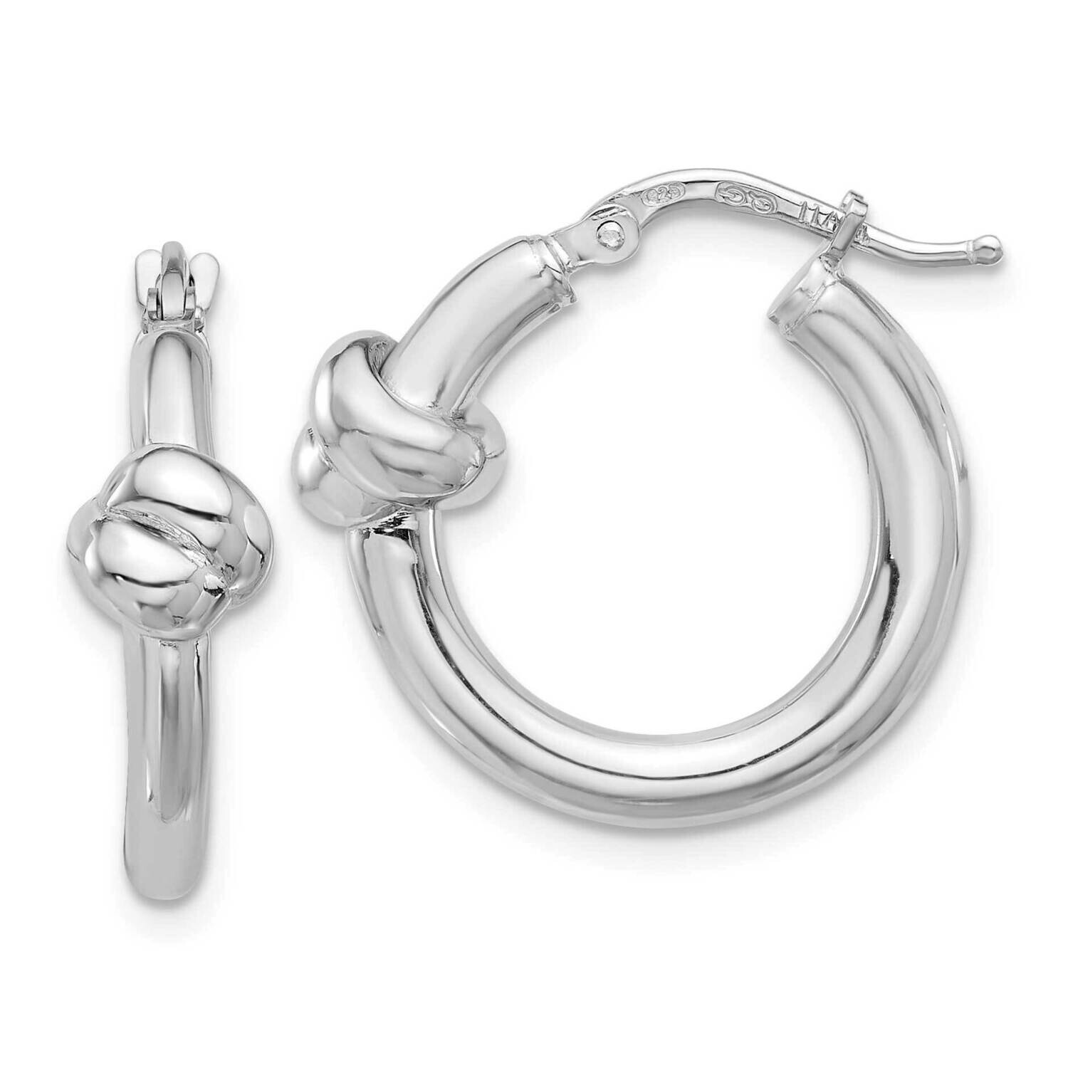 Rhod-Plated Polished Knot Small Round Hoop Earrings Sterling Silver QE16892, MPN: QE16892,