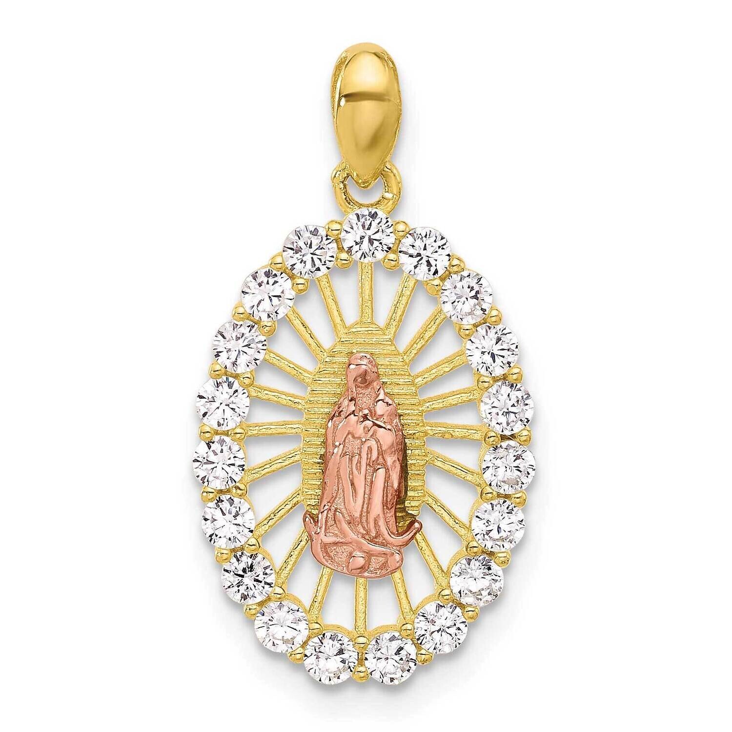 Gold Rose-Tone CZ Our Lady Of Guadalupe Oval Pendant Sterling Silver QC11476 by Men&#39;s Jewelry and A…