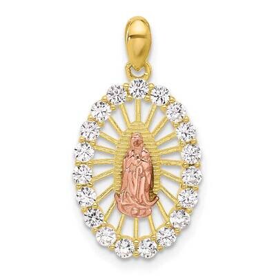 Gold Rose-Tone CZ Our Lady Of Guadalupe Oval Pendant Sterling Silver QC11476 by Men&#39;s Jewelry and A…