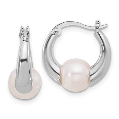 7.5-8mm Fwc Pearl Hoop Earrings Sterling Silver Rhodium-Plated QE17233, MPN: QE17233,