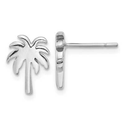 Palm Tree Post Earrings Sterling Silver Rhodium-Plated QE17570, MPN: QE17570,