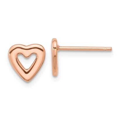 Rose-Tone Open Heart Post Earrings Sterling Silver QE17486RP, MPN: QE17486RP,