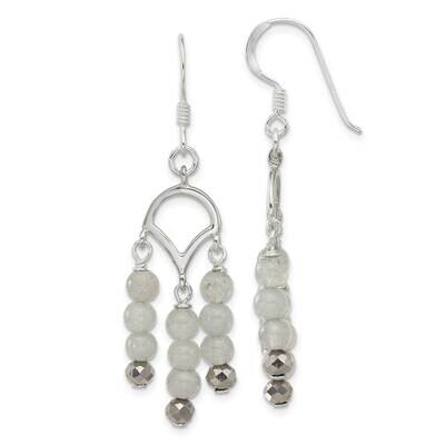 Grey Quartz Crystal Shepherd Hook Earrings Sterling Silver QE16661, MPN: QE16661,