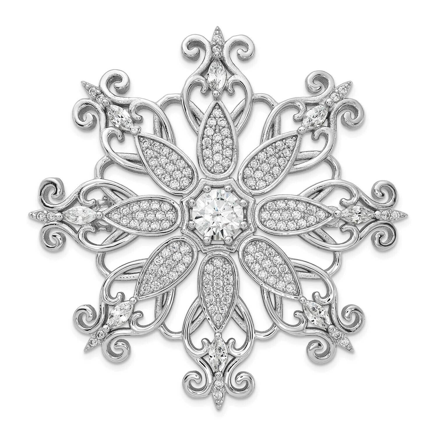Cheryl M Brilliant-Cut &amp; Marquise-Cut CZ Snowflake Pin Sterling Silver Rhodium-Plated QCM1610, MPN:…