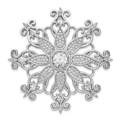 Cheryl M Brilliant-Cut &amp; Marquise-Cut CZ Snowflake Pin Sterling Silver Rhodium-Plated QCM1610, MPN:…