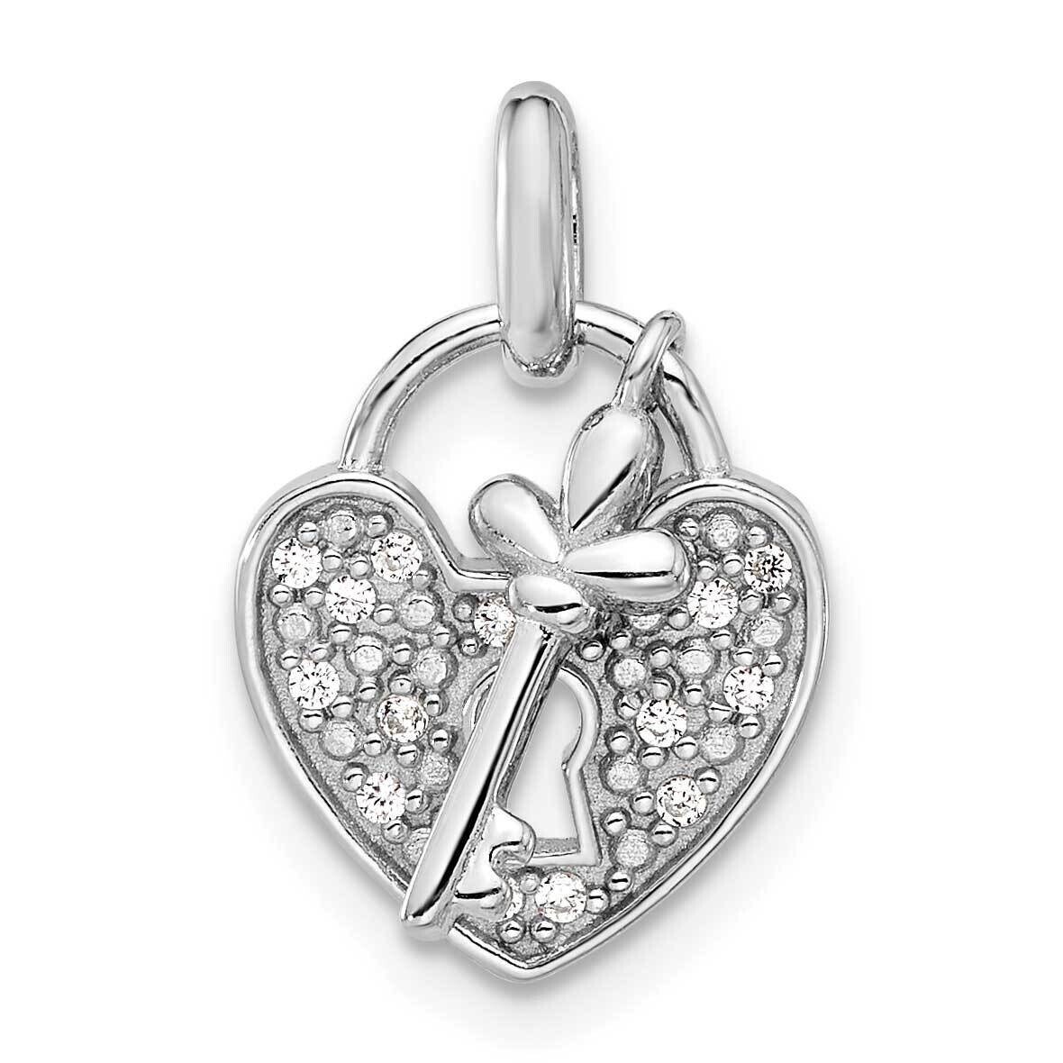 CZ Key Heart Pendant Sterling Silver Rhodium-Plated QC11260, MPN: QC11260,