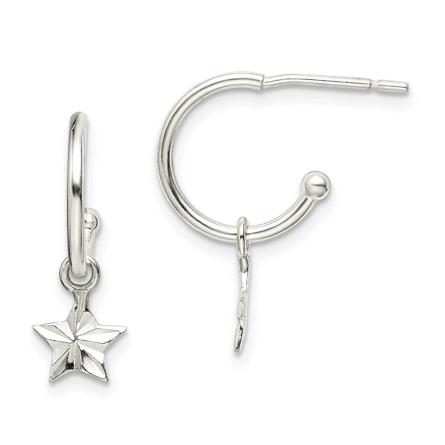 Star Dangle Hoop Earrings Sterling Silver QE14512