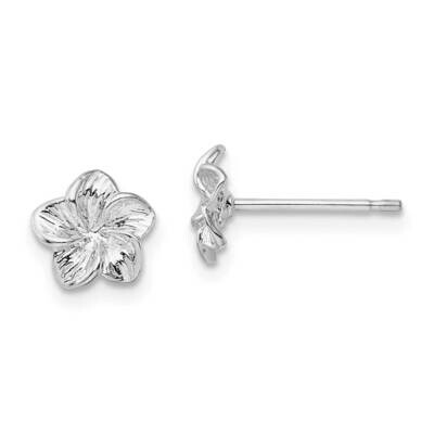 Plumeria Flower Post Earrings Sterling Silver Polished QE15504, MPN: QE15504, 637218169771