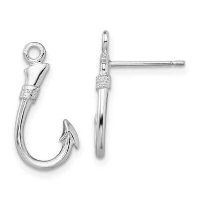 Fish Hook Post Earrings Sterling Silver Polished QE15495, MPN: QE15495, 637218167920