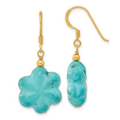 Gold-Plated Reconstituted Magnesite Flower Earrings Sterling Silver QE16709, MPN: QE16709,