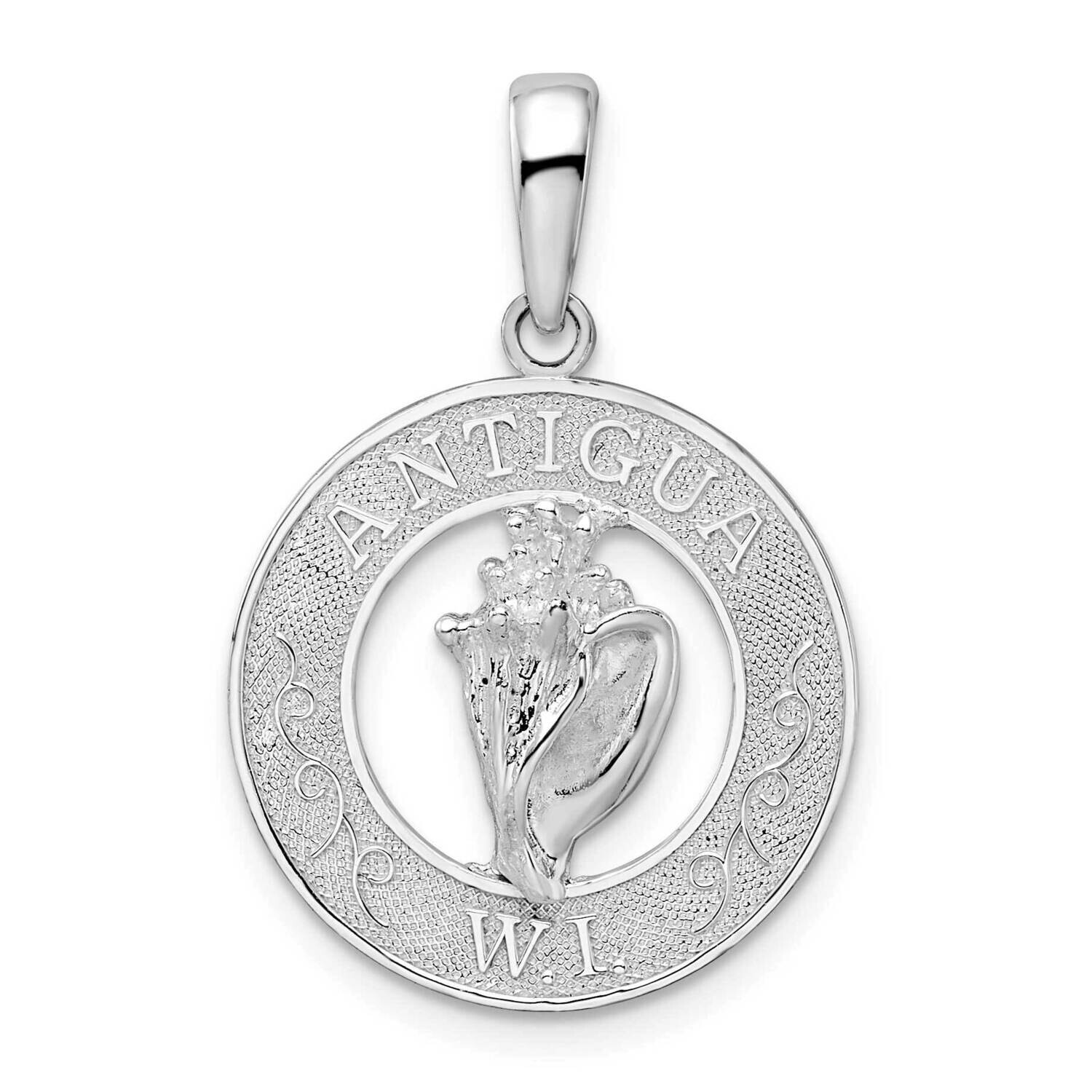 Antigua,W.I. Circle Shell Pendant Sterling Silver Polished QC9947, MPN: QC9947, 637218151578