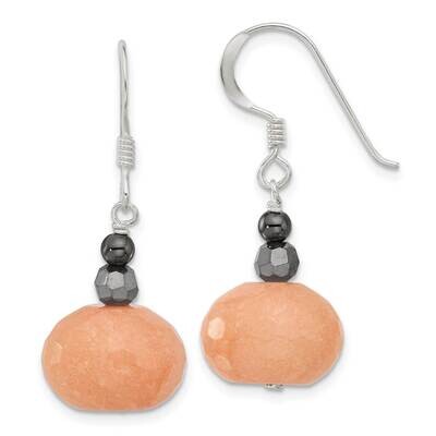 Hematite Orange Quartz Crystal Earrings Sterling Silver QE16680, MPN: QE16680,
