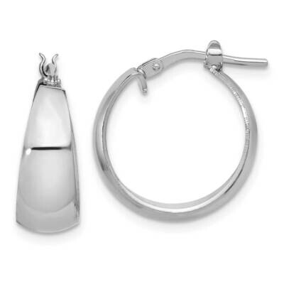 Rh-Plated Polished Tapered Round Small Hoop Earrings Sterling Silver QE16901, MPN: QE16901,