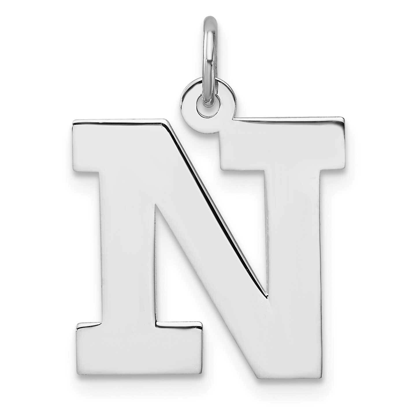 Large Block Letter N Initial Charm Sterling Silver Rhodium-Plated QC11255N, MPN: QC11255N,