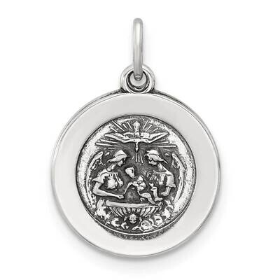 Antiqued Solid Baptism Medal Sterling Silver QC11474 by Men&#39;s Jewelry and Accessories, MPN: QC11474,
