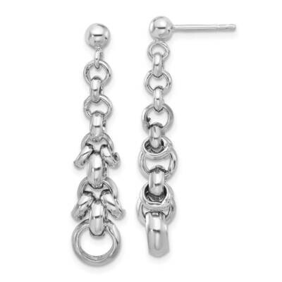 Link Dangle Post Earrings Sterling Silver Rhodium-Plated QE17042, MPN: QE17042,