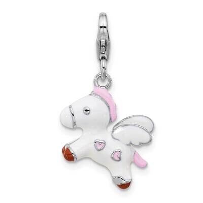 Amore La Vita Rh-Plated Enameled 3-D Pegasus Charm Sterling Silver QCC1276, MPN: QCC1276,