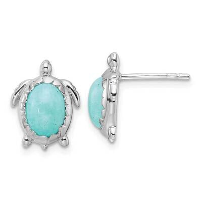 Amazonite Turtle Post Earrings Sterling Silver Rhodium-Plated QE16739, MPN: QE16739,