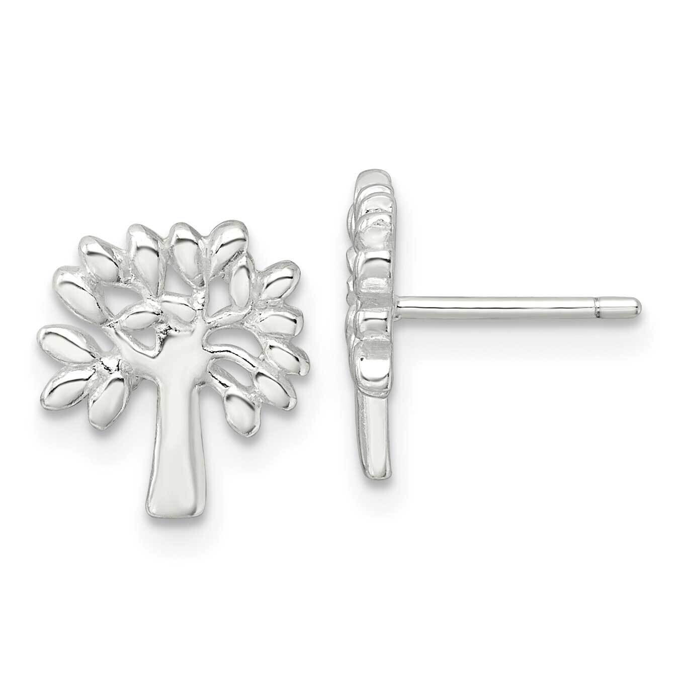 E-Coating Polished Tree Post Earrings Sterling Silver QE17645, MPN: QE17645,