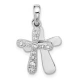 CZ 2 Piece Cross Pendant Sterling Silver Rhodium-Plated QC11438, MPN: QC11438,