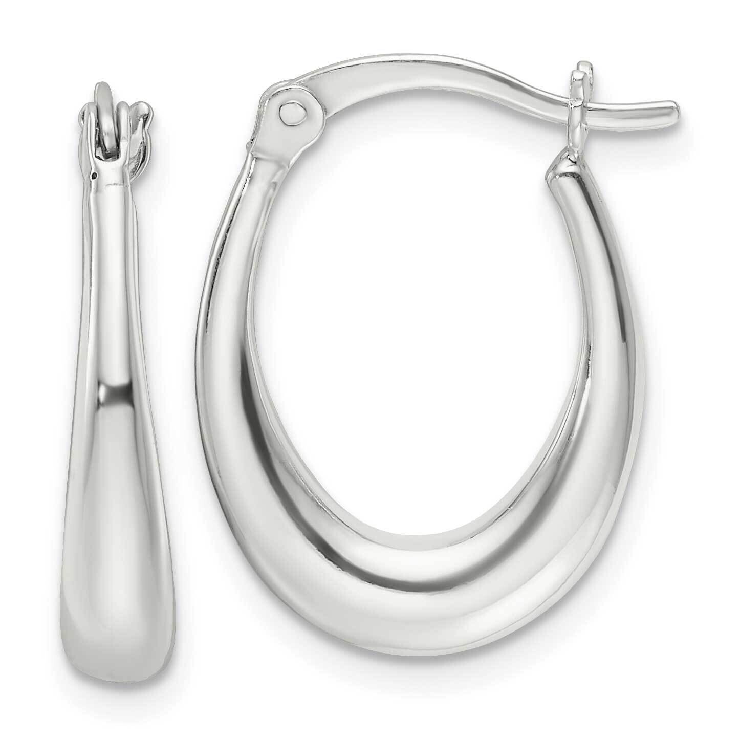 Oval Hoop Earrings Sterling Silver Polished QE16917, MPN: QE16917,