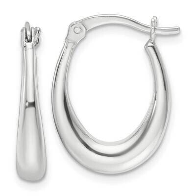 Oval Hoop Earrings Sterling Silver Polished QE16917, MPN: QE16917,