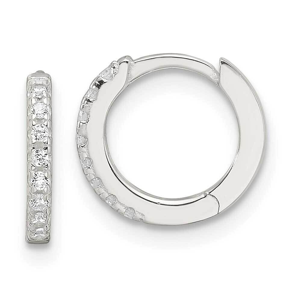 E-Coating Polished CZ Hinged Hoop Earrings Sterling Silver QE17184, MPN: QE17184,