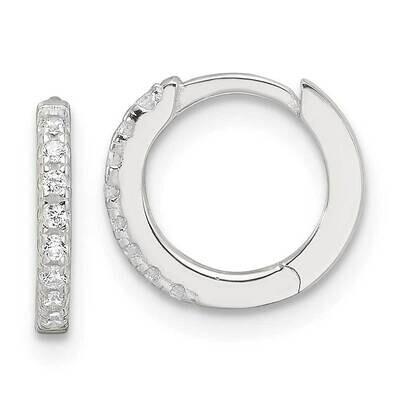 E-Coating Polished CZ Hinged Hoop Earrings Sterling Silver QE17184, MPN: QE17184,