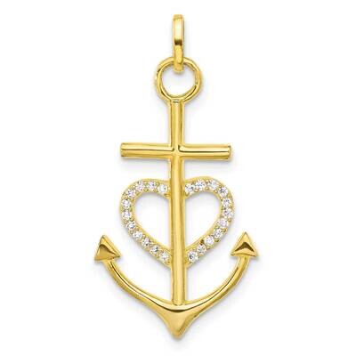 Gold-Tone Cross CZ Heart Anchor Pendant Sterling Silver QC11463GP by Men&#39;s Jewelry and Accessories,…