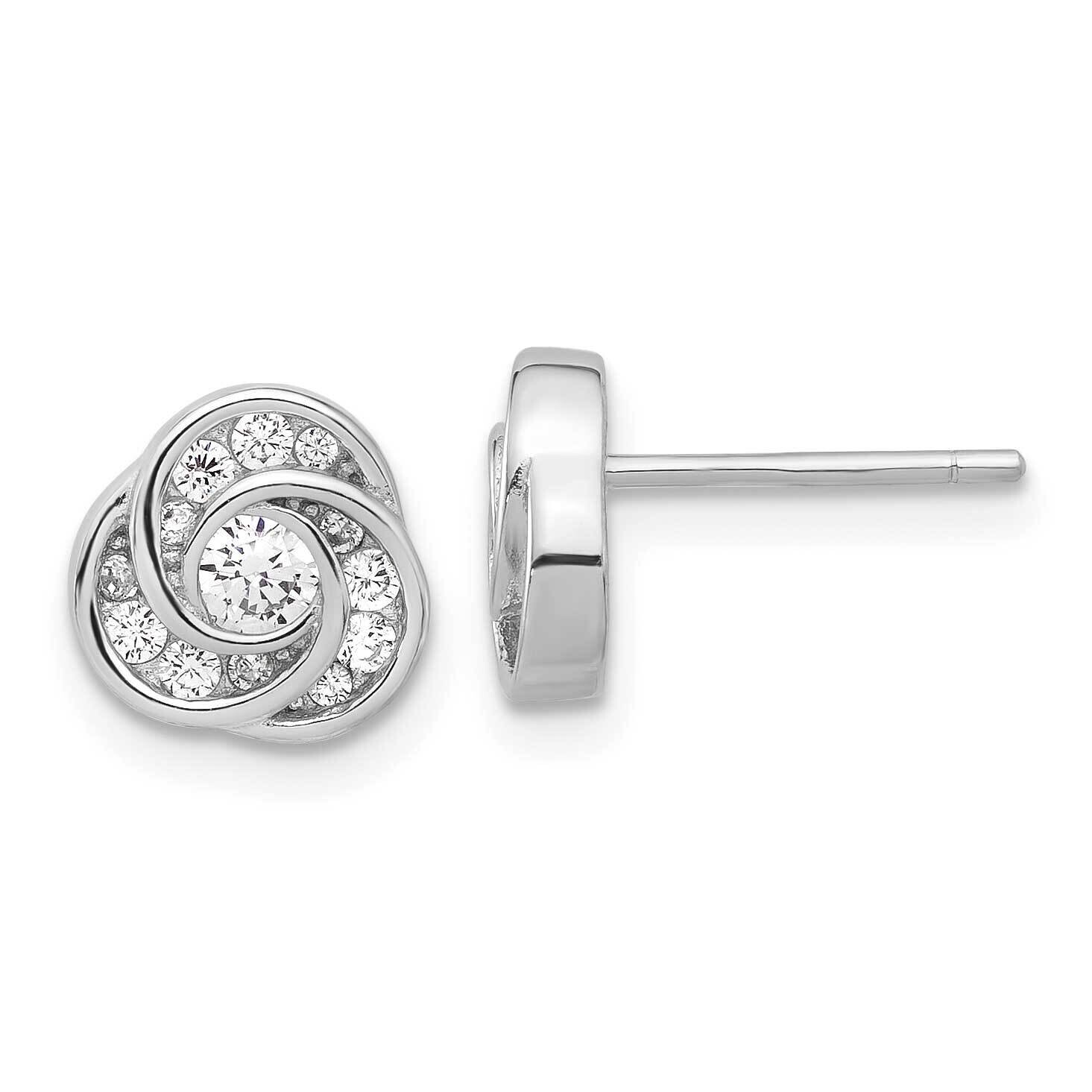 CZ Love Knot Post Earrings Sterling Silver Rhodium-Plated QE17479, MPN: QE17479,