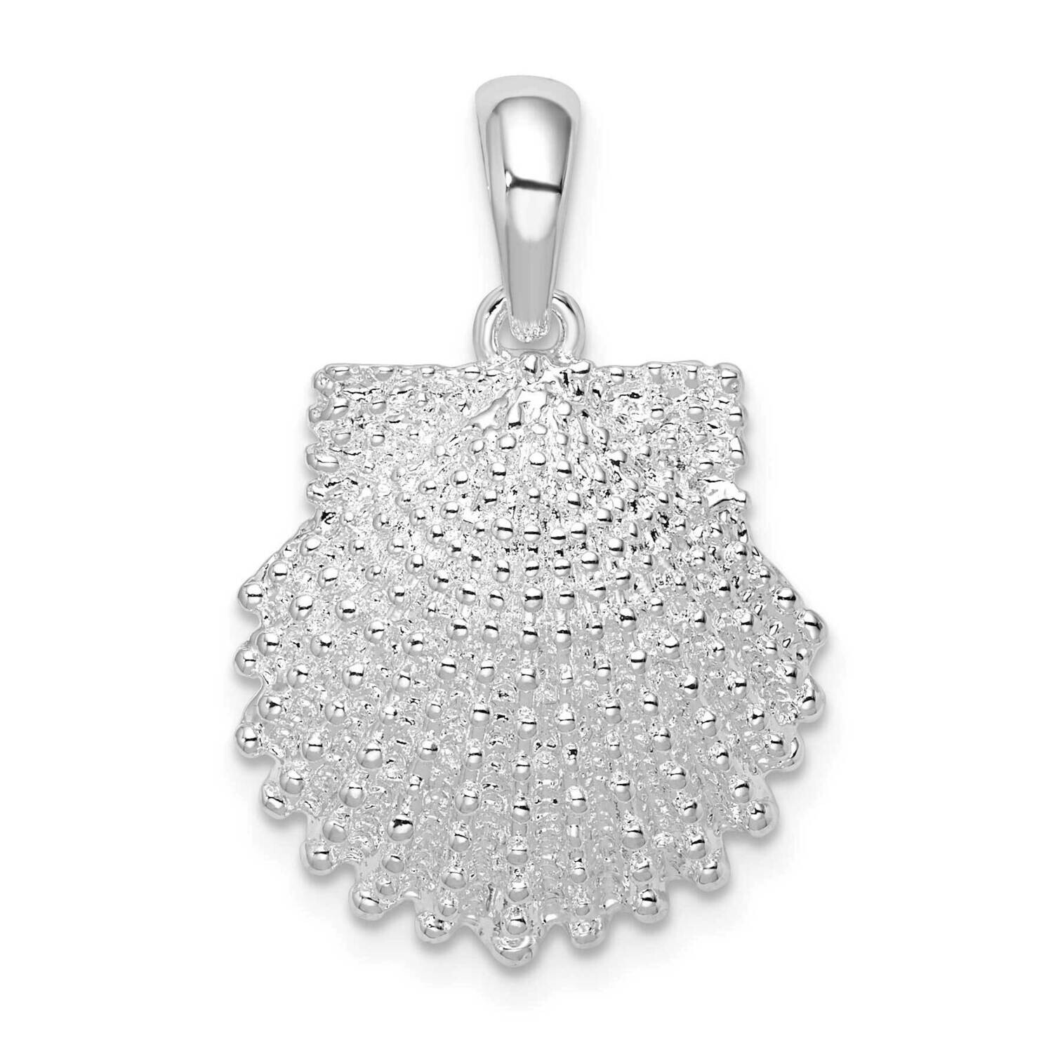 Beaded Scallop Shell Pendant Sterling Silver Polished QC9828, MPN: QC9828, 637218146000