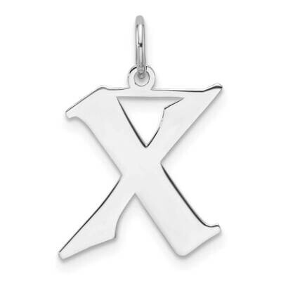 Small Artisan Block Letter X Initial Charm Sterling Silver Rhodium-Plated QC11256X, MPN: QC11256X,