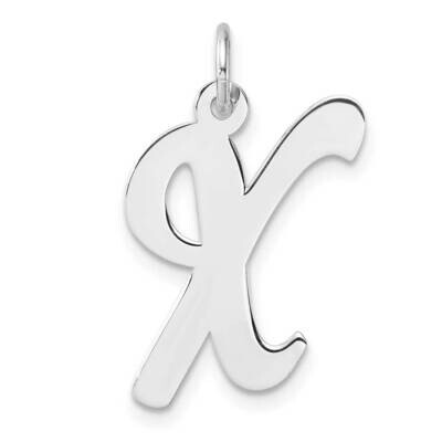 Large Script Letter X Initial Charm Sterling Silver Rhodium-Plated QC11253X, MPN: QC11253X,