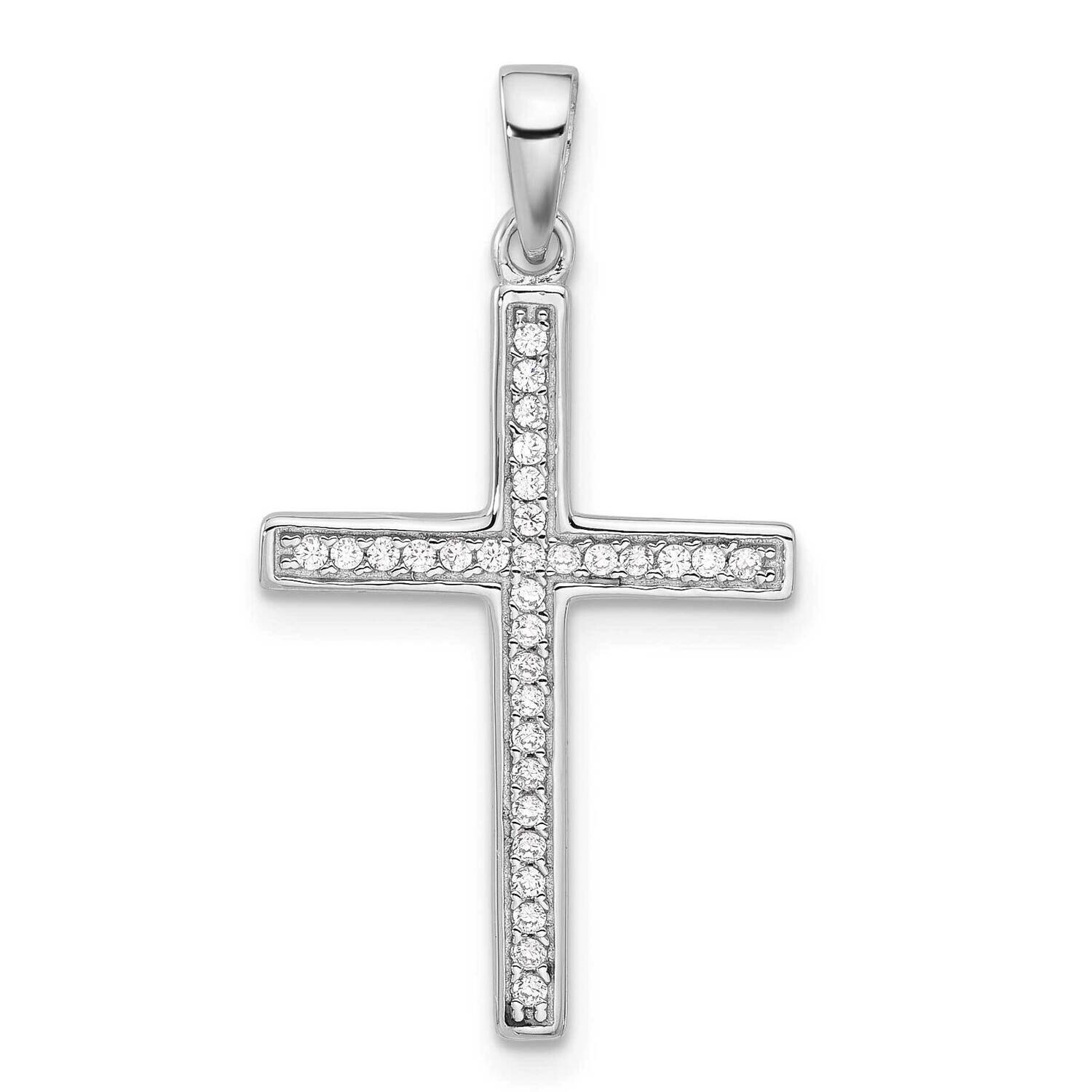 Polished CZ Latin Cross Pendant Sterling Silver Rhodium-Plated QC11430 by Men&#39;s Jewelry and Accesso…