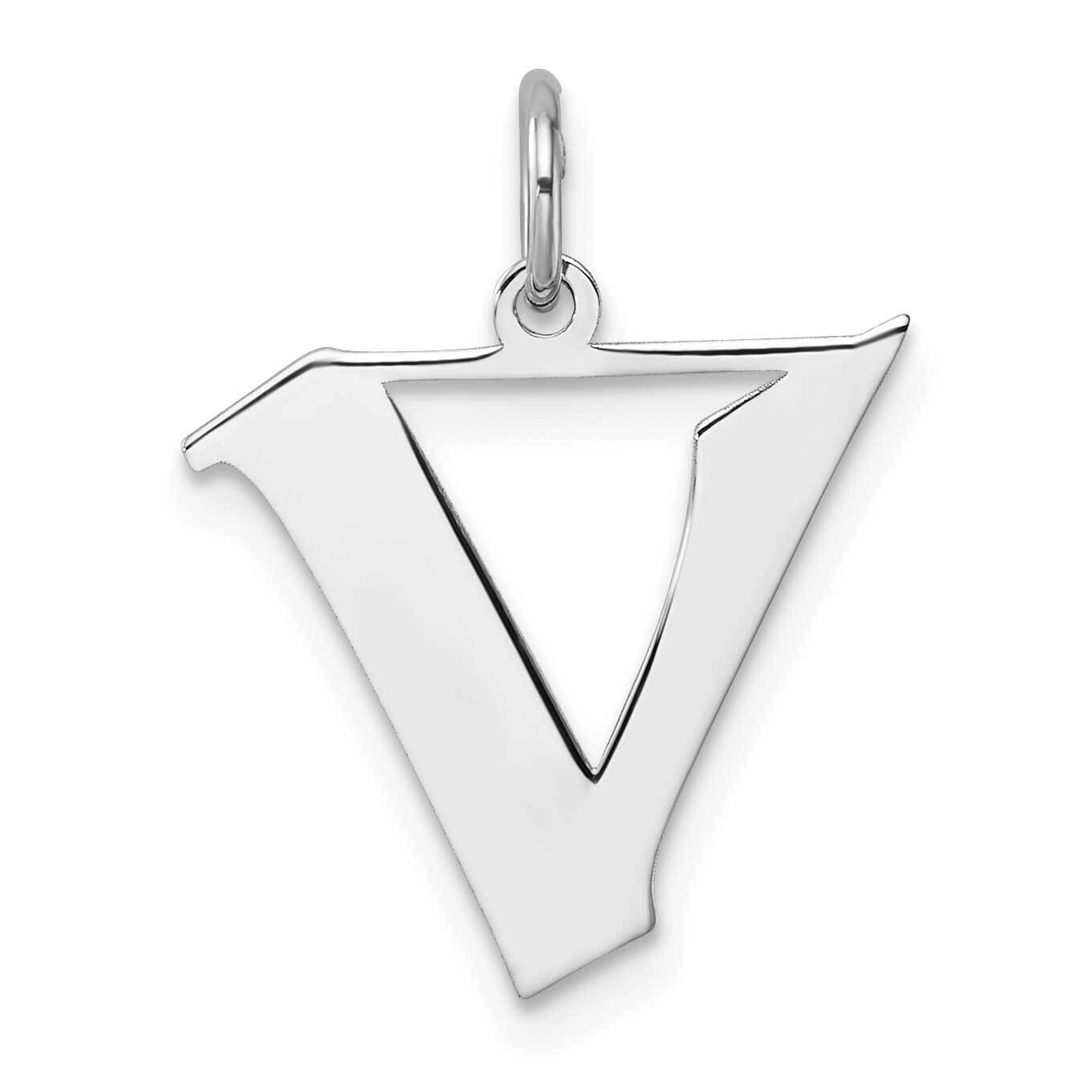 Small Artisan Block Letter V Initial Charm Sterling Silver Rhodium-Plated QC11256V, MPN: QC11256V,