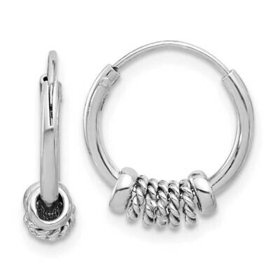 Polished/Textured Endless Hoop Earrings Sterling Silver Rhodium-Plated QE16774, MPN: QE16774,